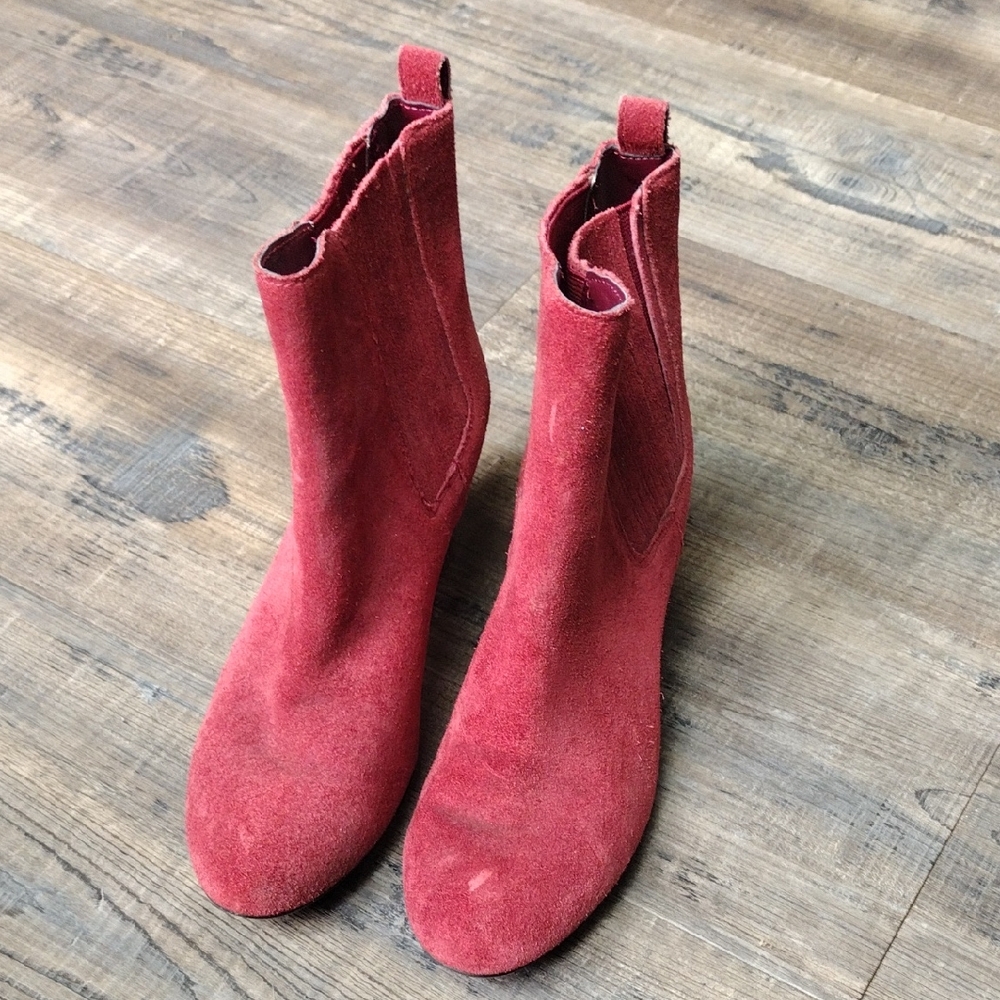Nine West Red Ankle Booties with Suede Finish